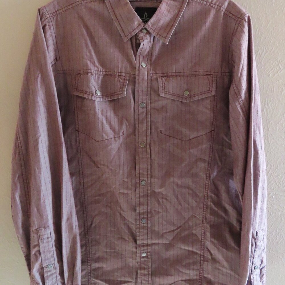 Prana Men's Long Sleeve Shirt; Slim Fit; Purple; Size S; Western